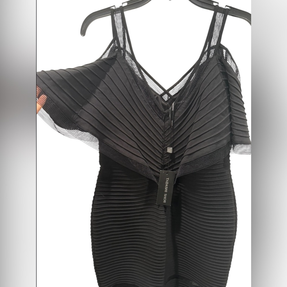 TADASHI SHOJI Black Cold Shoulder Mini Nighttime Dress - Picture 4 of 7